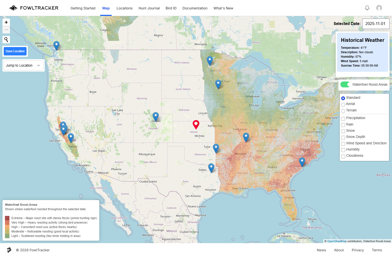 FowlTracker coverage context and map detail view